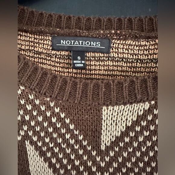 NWT Notations brown and tan knitted sweater dress mod retro look Size Small - Picture 2 of 4